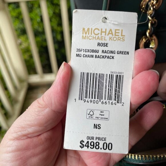 MICHAEL KORS ROSE Conv. Backpack /Racing Green Mid Chain Backpack NWT - Picture 4 of 5